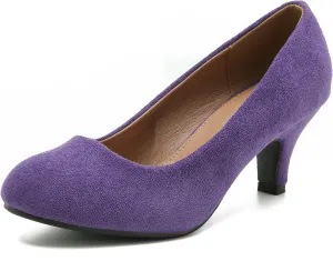 Women's Classic Round Toe Pump Kitten Low Heel Shoes