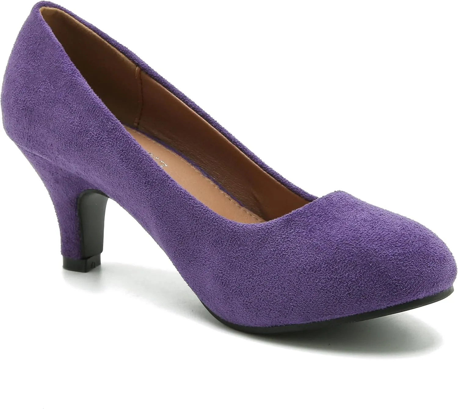Women's Classic Round Toe Pump Kitten Low Heel Shoes