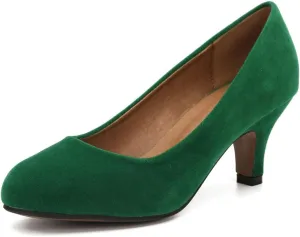 Women's Classic Round Toe Pump Kitten Low Heel Shoes