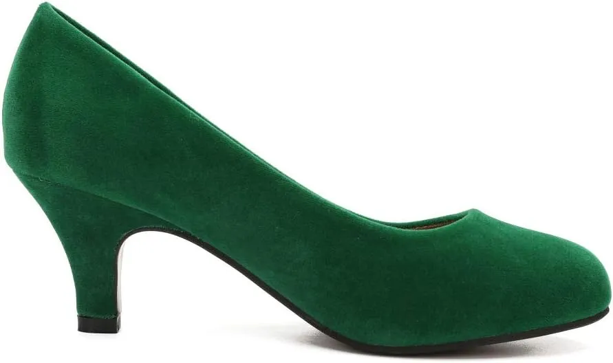 Women's Classic Round Toe Pump Kitten Low Heel Shoes