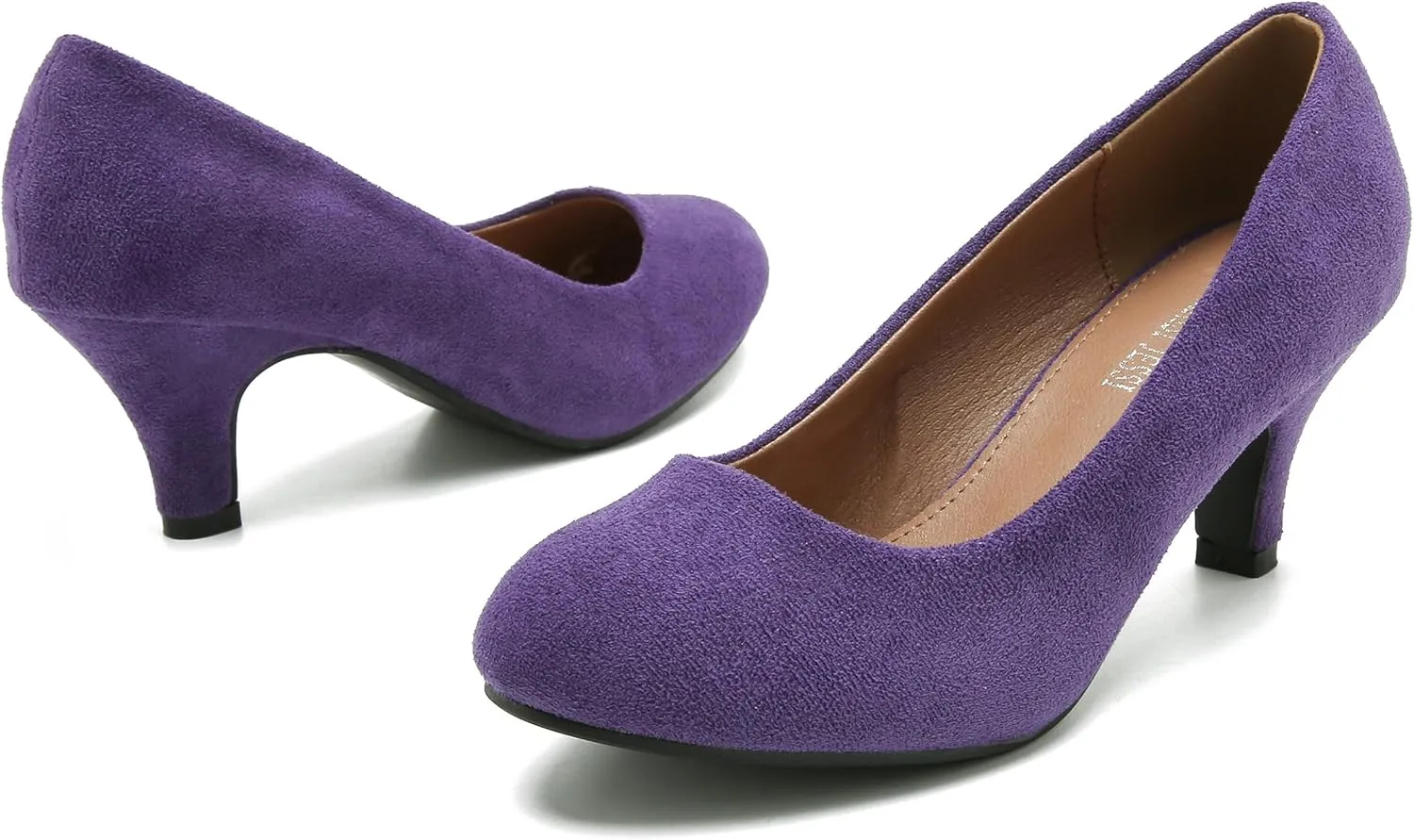 Women's Classic Round Toe Pump Kitten Low Heel Shoes