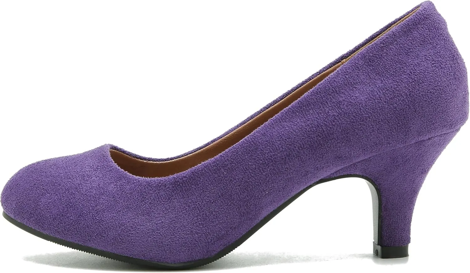 Women's Classic Round Toe Pump Kitten Low Heel Shoes