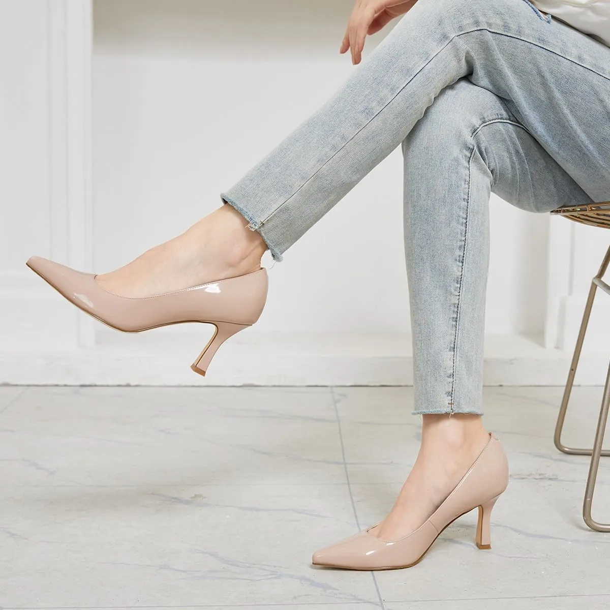 Women's Closed Toe High Heels Dress Pointed Toe Wedding Pump Shoes Prom Bridal Work Office Pumps for Women