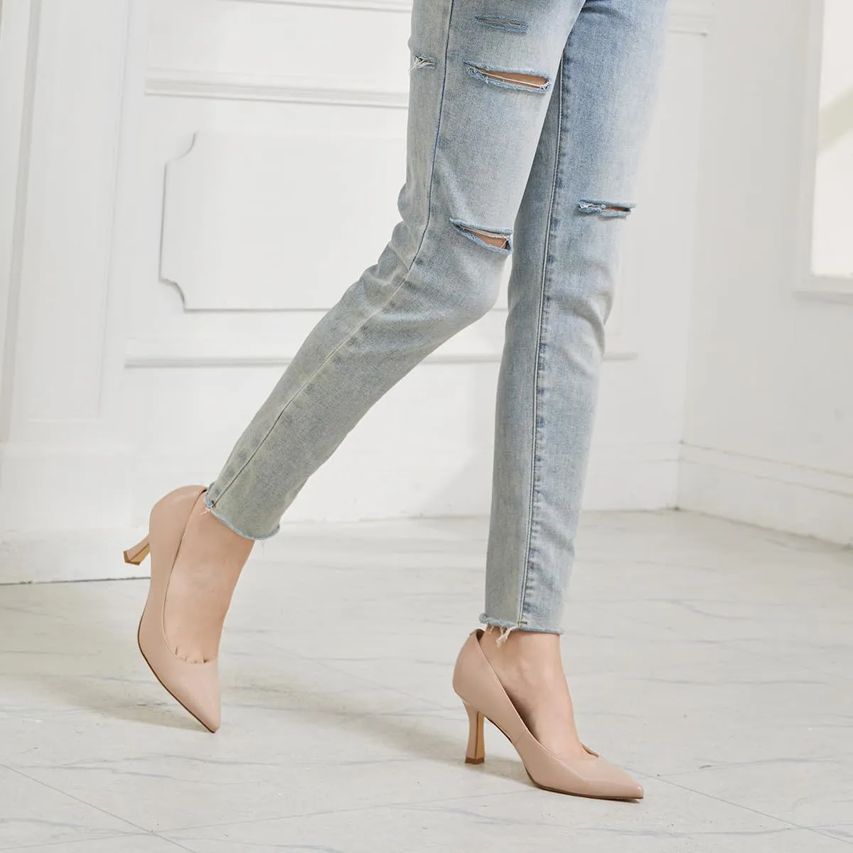 Women's Closed Toe High Heels Dress Pointed Toe Wedding Pump Shoes Prom Bridal Work Office Pumps for Women