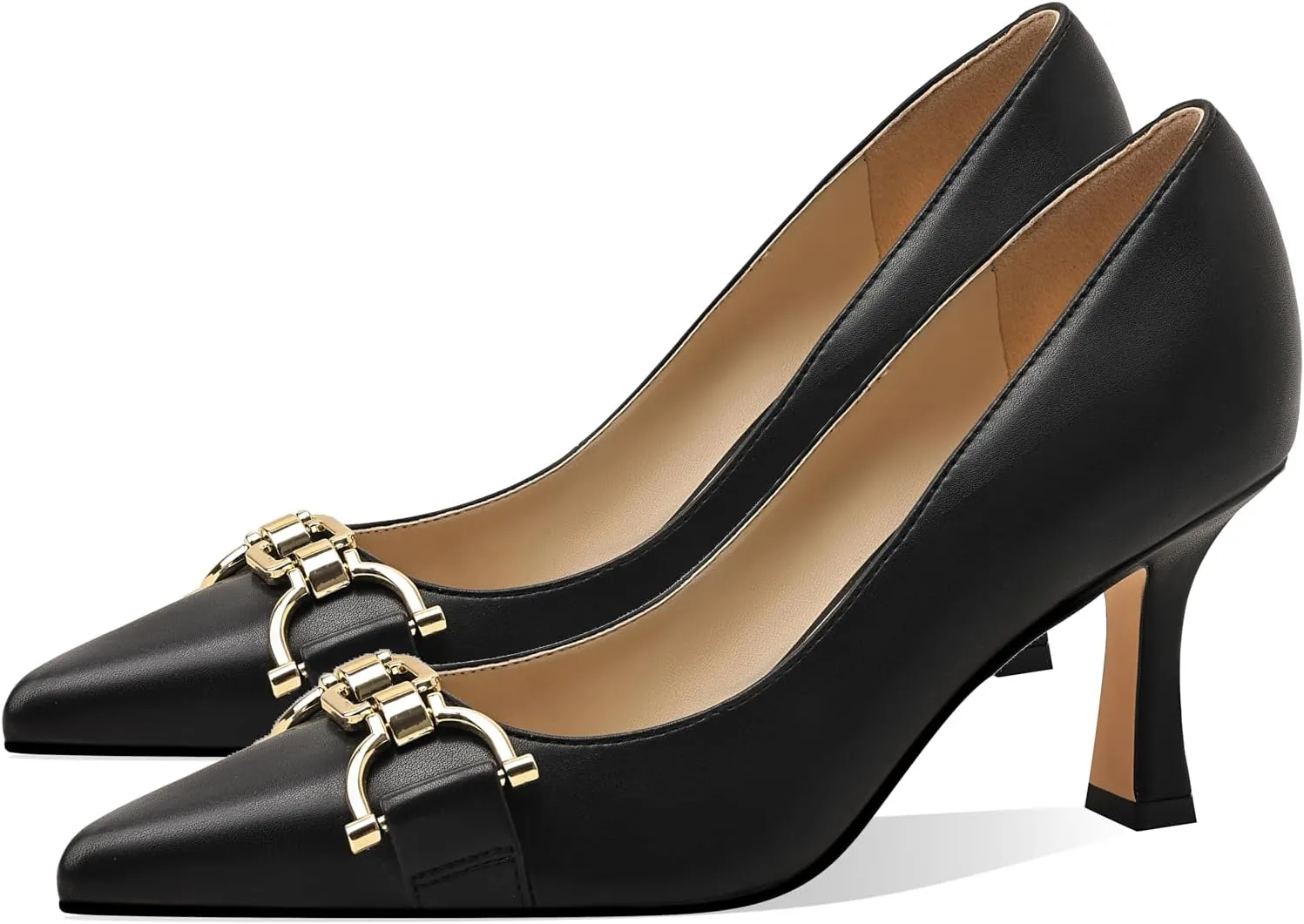 Women's Closed Toe Pointed Pumps Mid High Kitten Heels for Women Dress Shoes Womens Wedding Dressy Shoes
