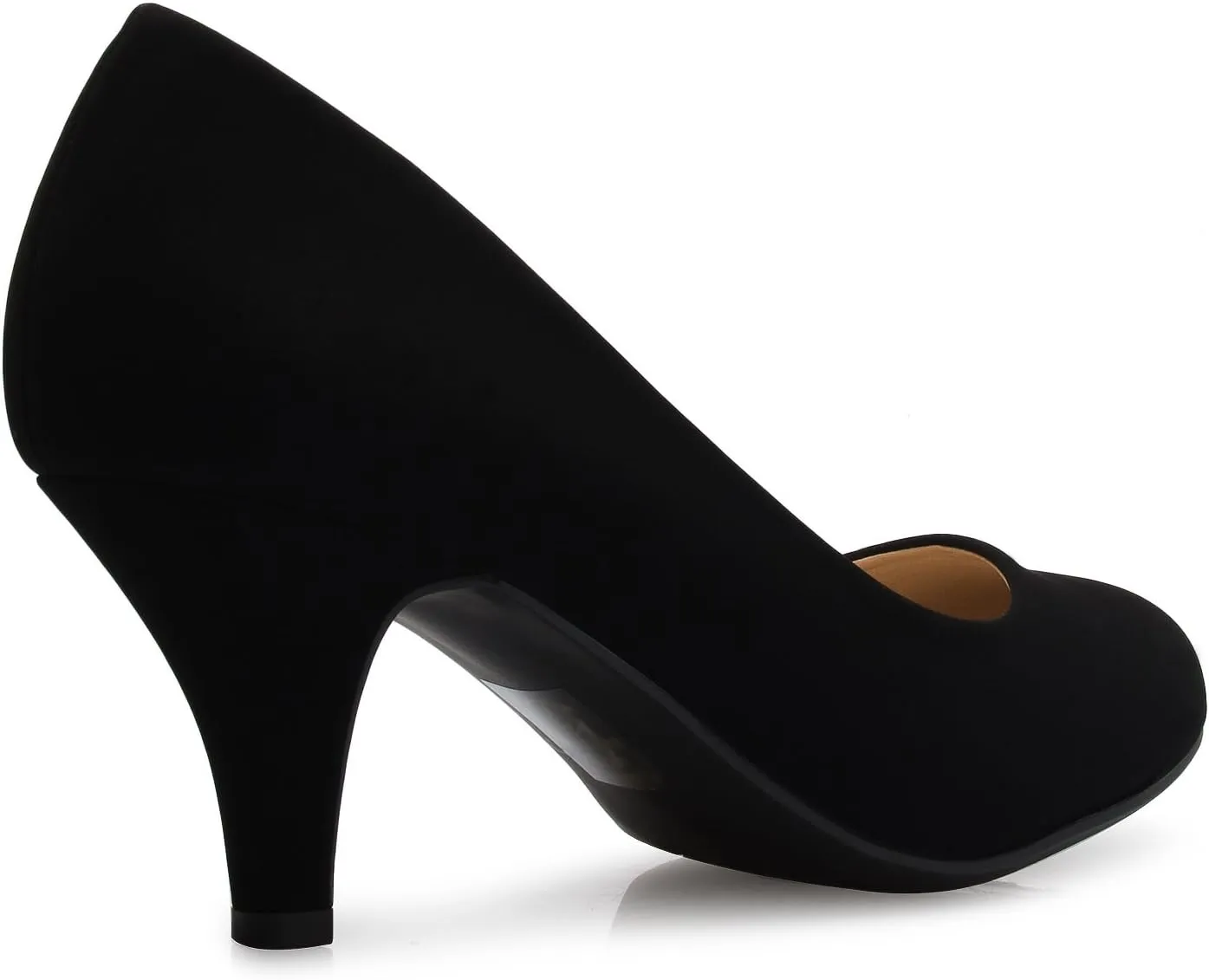 Women's Comfort Classic Round Toe Kitten Low Mid Heel Dress Pumps
