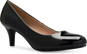 Women's Comfort Classic Round Toe Kitten Low Mid Heel Dress Pumps