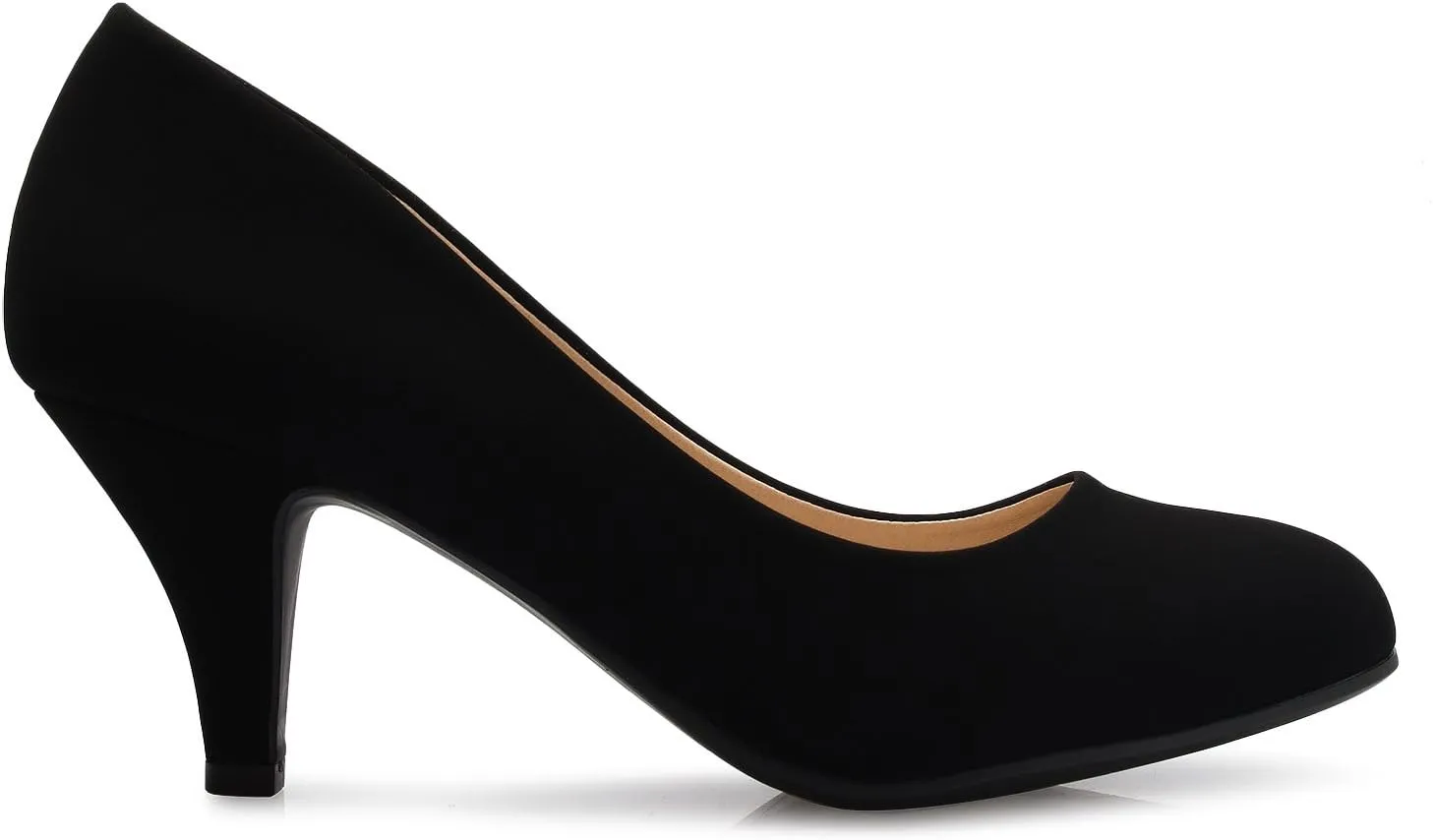 Women's Comfort Classic Round Toe Kitten Low Mid Heel Dress Pumps