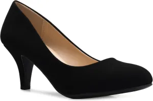 Women's Comfort Classic Round Toe Kitten Low Mid Heel Dress Pumps