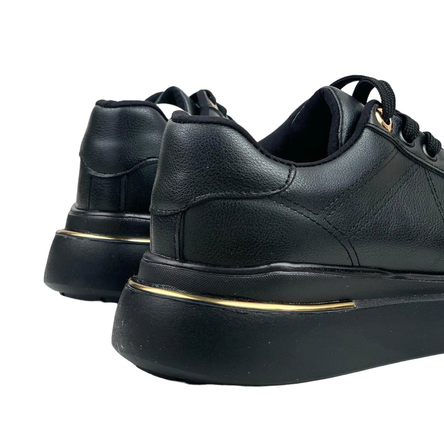 Women's Eryl BlackGold Laced Casual Sports Shoes Sneaker 3 Cm