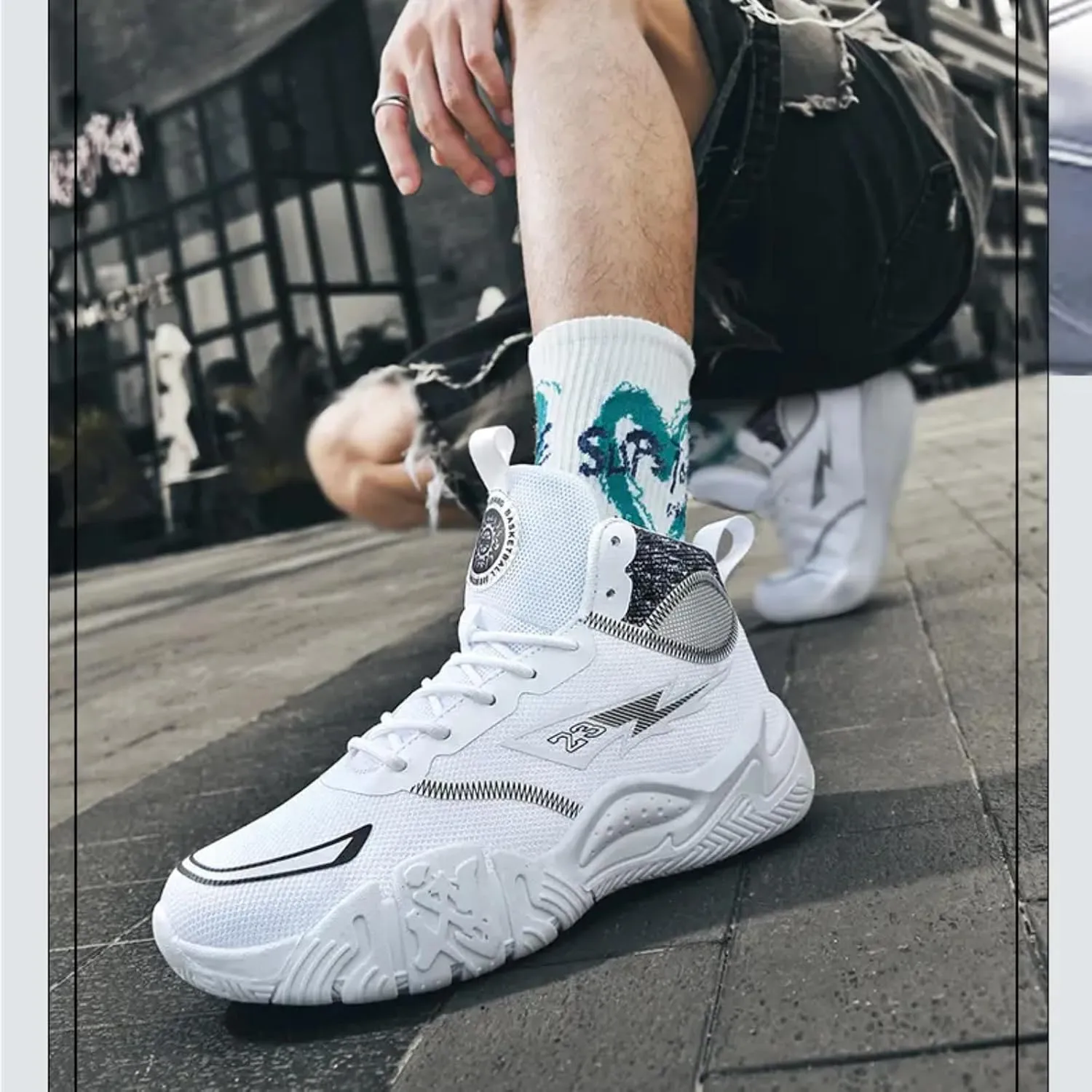 Womens Fashion High Top Lace Up Basketball Shoes Comfortable Breathable Non Slip Work Sport Athletic Running Tennis Shoes Walking Sneakers