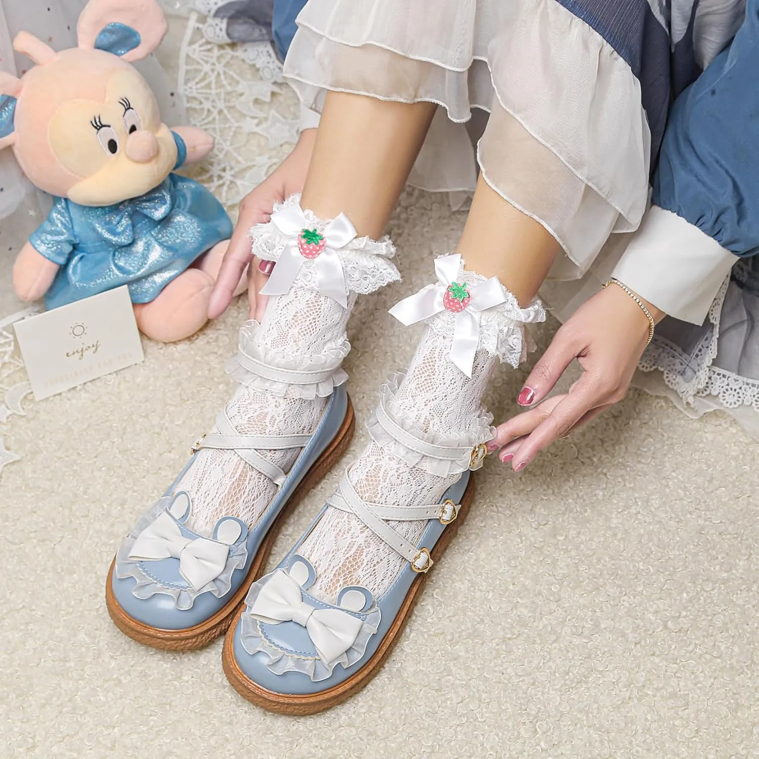 Women's Kawaii Mary Janes Flats, School Cute Mary Jane Shoes, Lolita Low Wedge Platform Heels Pump