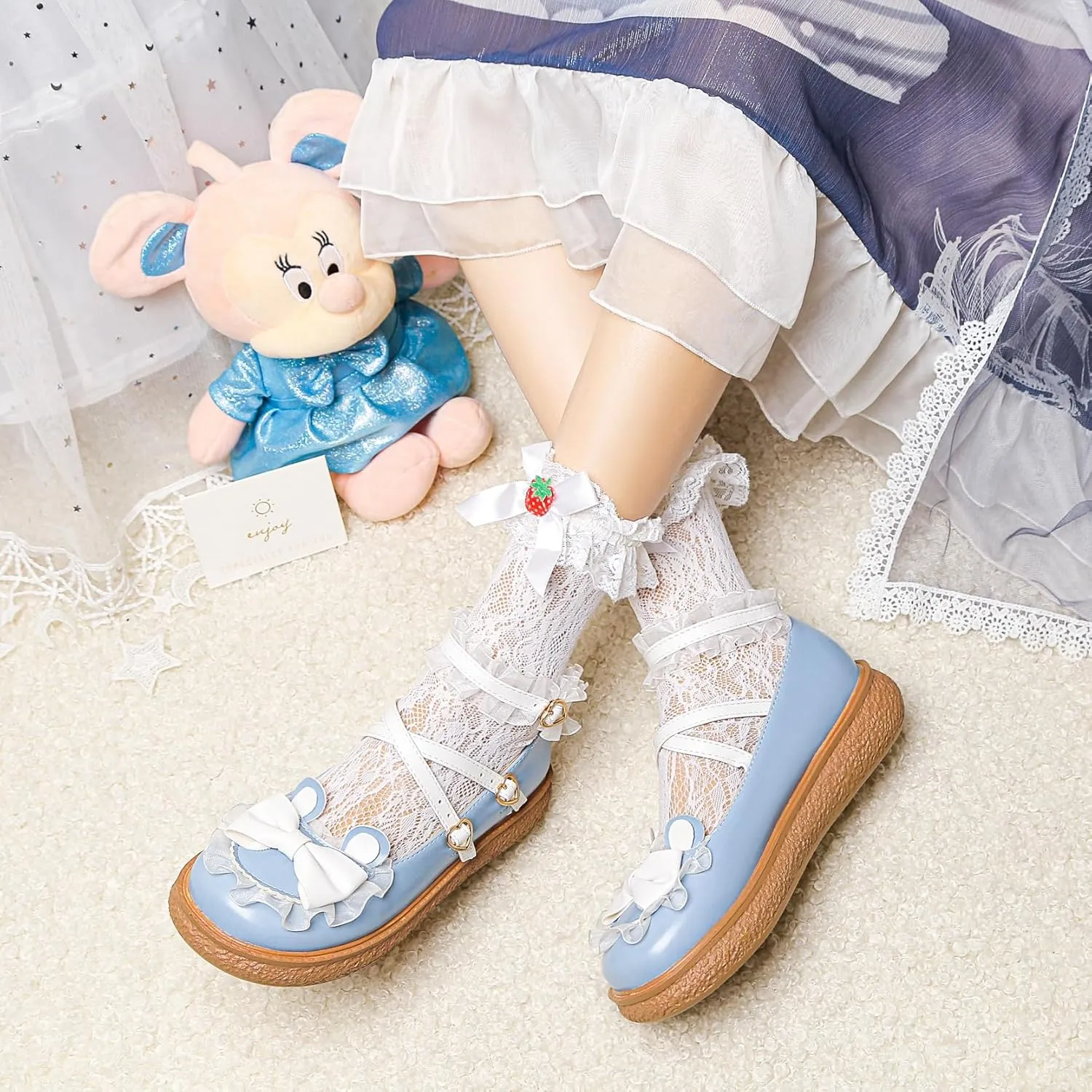 Women's Kawaii Mary Janes Flats, School Cute Mary Jane Shoes, Lolita Low Wedge Platform Heels Pump