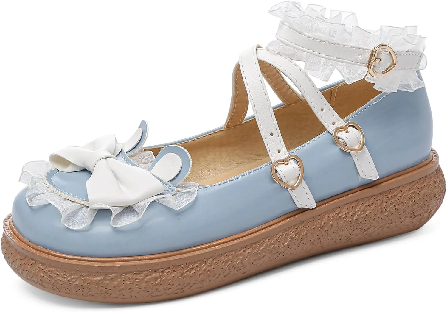 Women's Kawaii Mary Janes Flats, School Cute Mary Jane Shoes, Lolita Low Wedge Platform Heels Pump