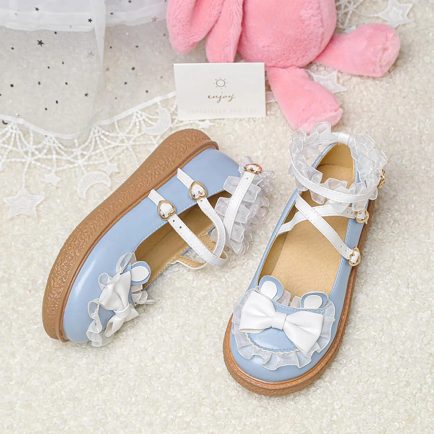 Women's Kawaii Mary Janes Flats, School Cute Mary Jane Shoes, Lolita Low Wedge Platform Heels Pump