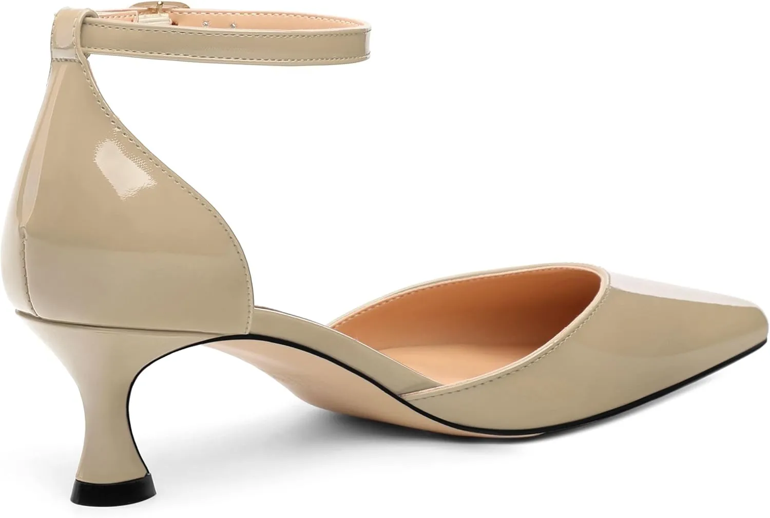 Womens Kitten Low Heels, Ankle Strap Pumps Pointed Closed Toe Heels for Women Dress Shoes Party Office Wedding 2 Inch
