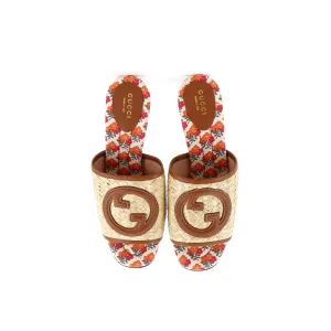 Women's Mabel Heeled Mule Sandals Raffia with Leather
