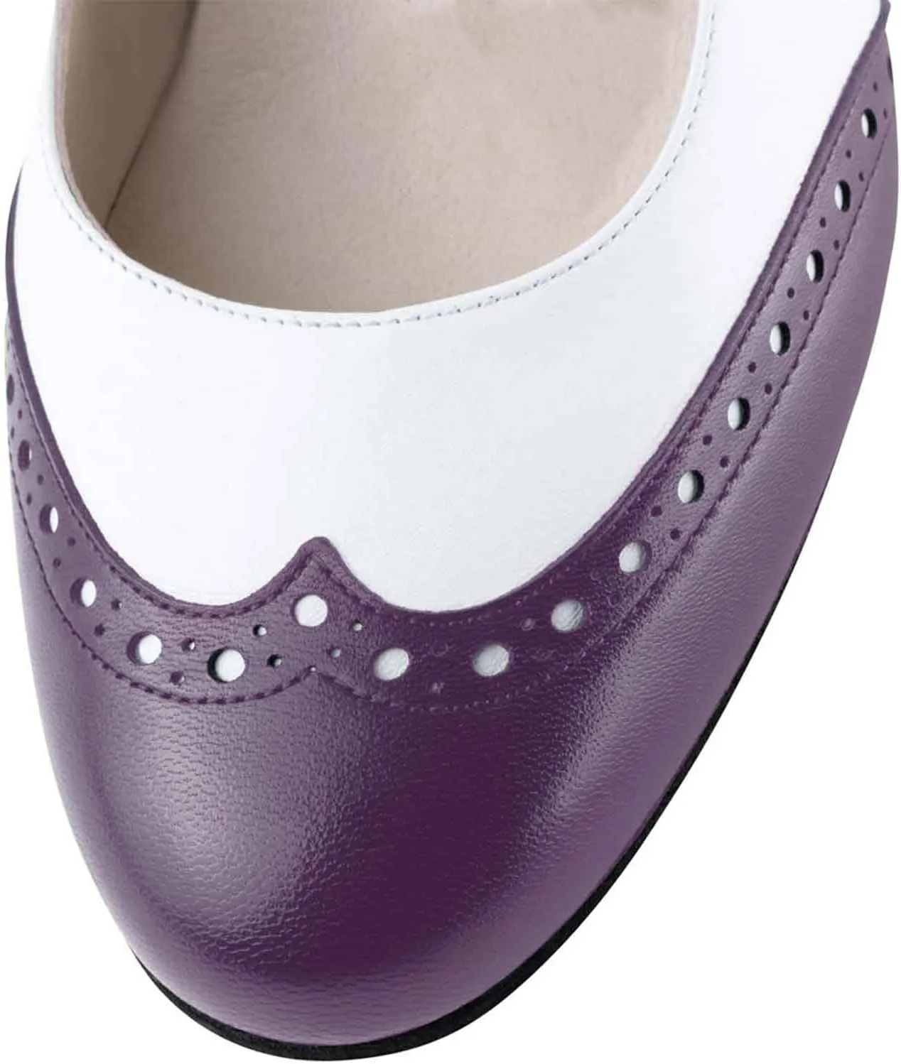 Women's Mary Jane Kitten Heel Two Tone Splicing Wingtip Pumps Closed Round Toe 1.8 Inch Chunky Heel with Ankle Strap Oxford Style Party Office Lady Dress Pumps Shoe