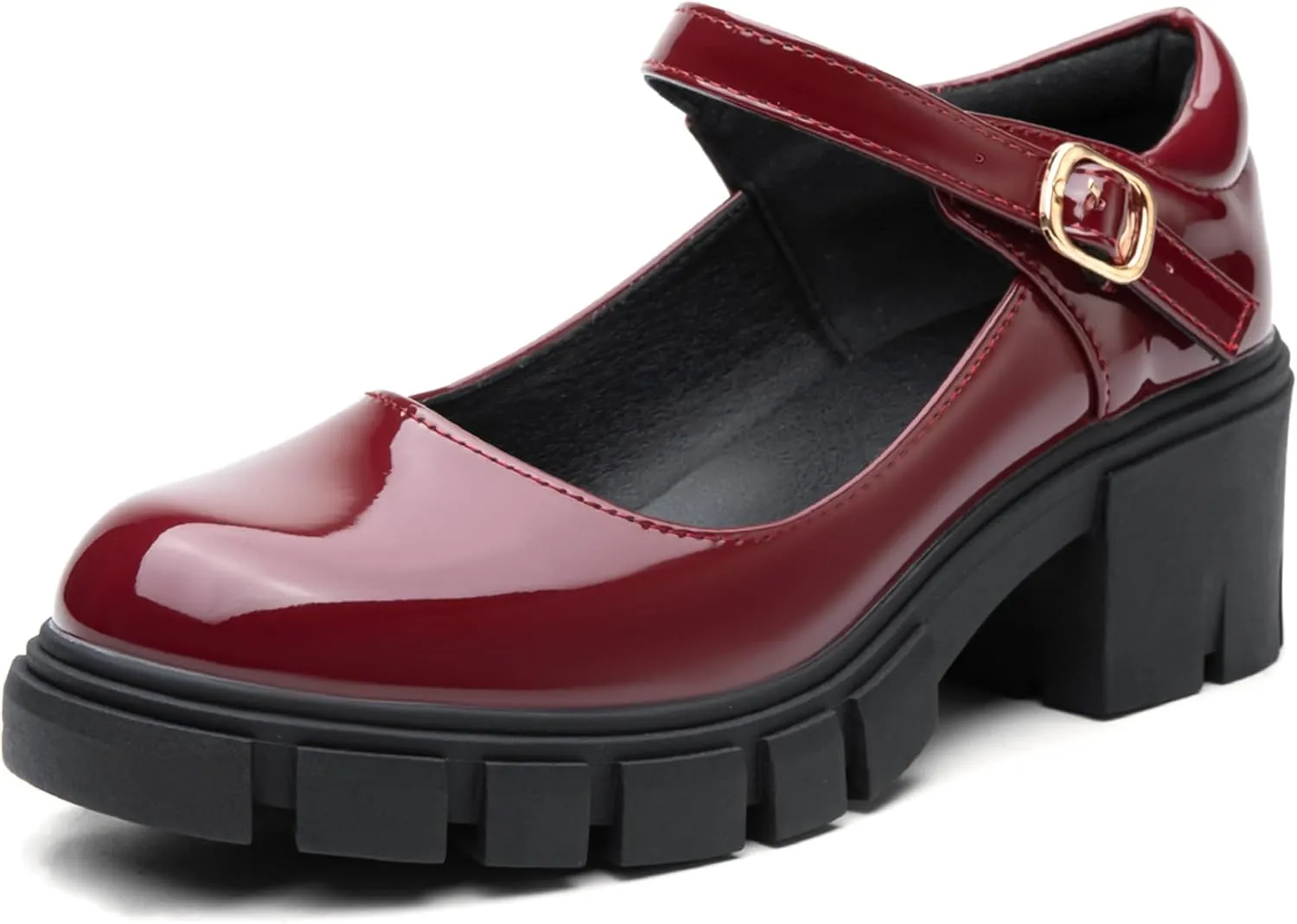 Women's Mary Jane Shoes Platform Low Heel Chunky Heels Ankle Strap Round Toe Dressy Pumps Oxford Style