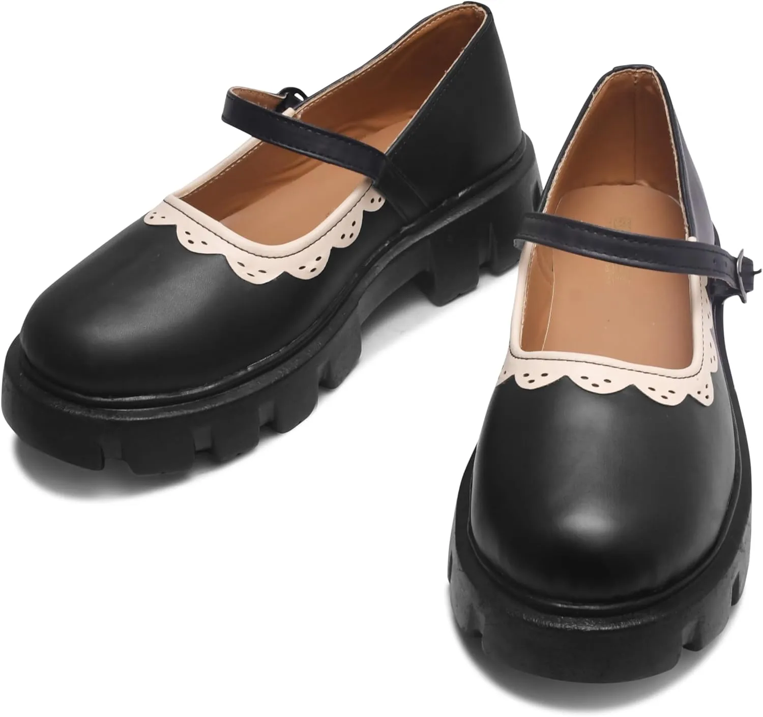 Women's Mary Janes Platform Dress Shoes – Low Heel Chunky Pumps with Round Toe, Ankle Strap, and Classic Oxford Design