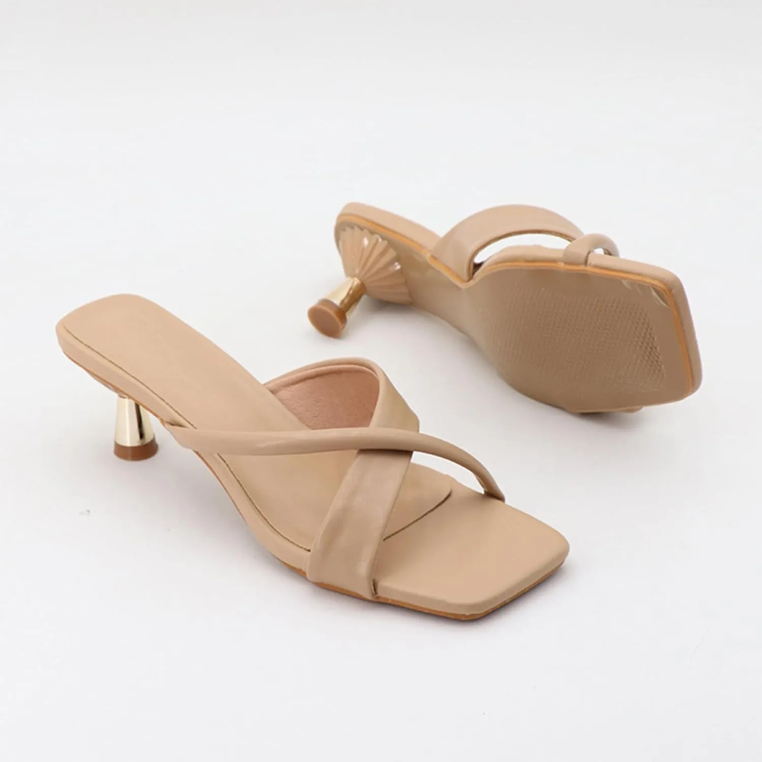 Women's Open Toe Low Kitten Heel Dress Mule Sandals Fashion Square Head Cross-Strap Backless Slip-On Sexy Prom High Heel Sandals Wedding Evening High Heel Sandals