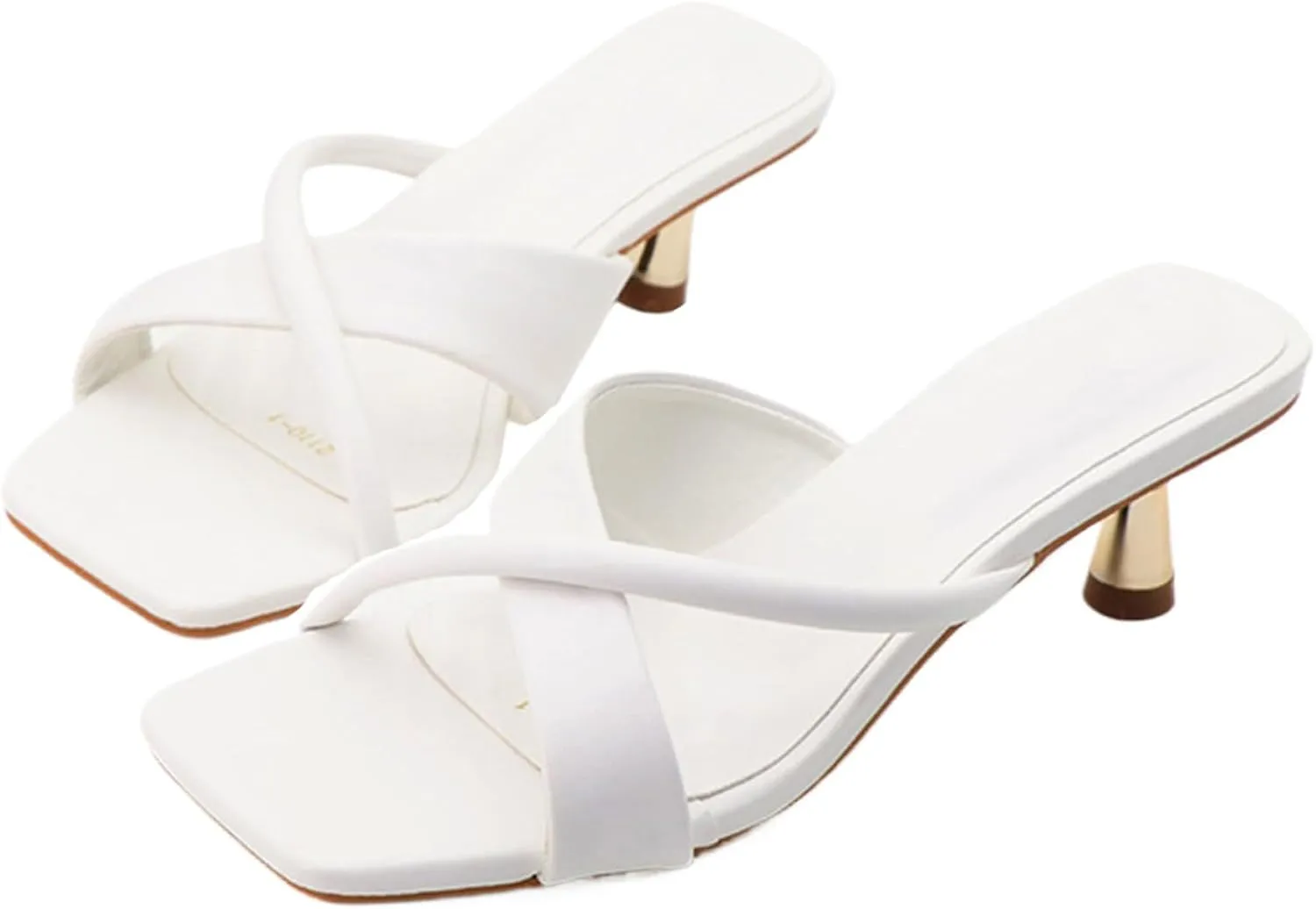 Women's Open Toe Low Kitten Heel Dress Mule Sandals Fashion Square Head Cross-Strap Backless Slip-On Sexy Prom High Heel Sandals Wedding Evening High Heel Sandals