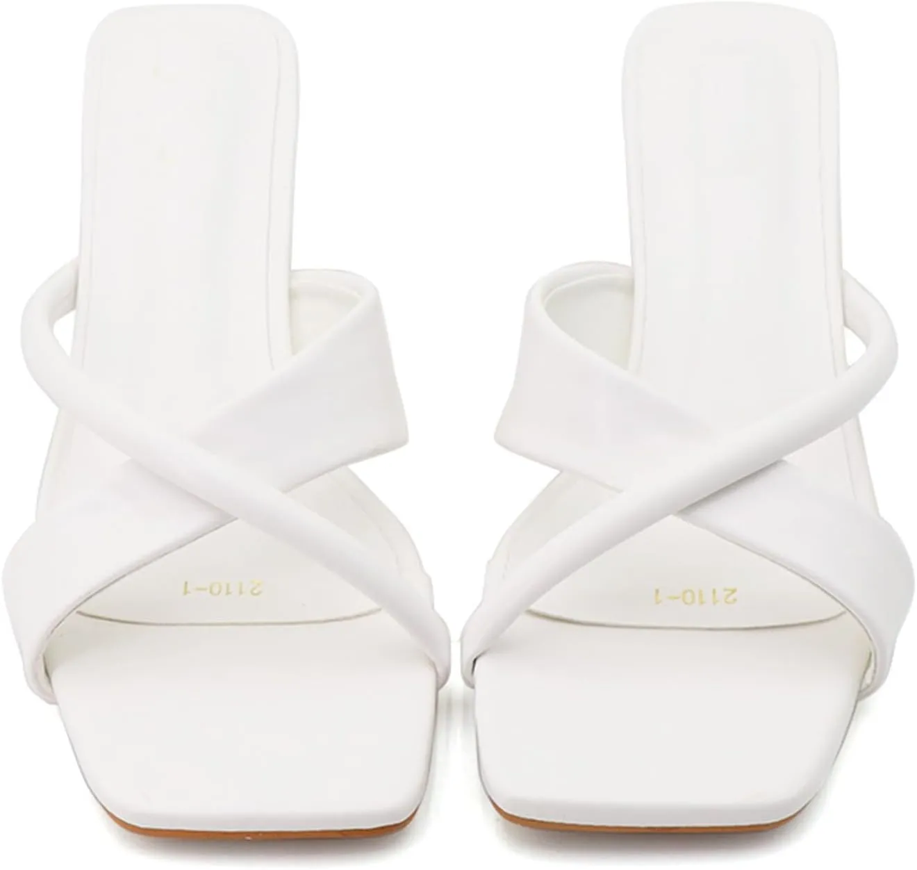 Women's Open Toe Low Kitten Heel Dress Mule Sandals Fashion Square Head Cross-Strap Backless Slip-On Sexy Prom High Heel Sandals Wedding Evening High Heel Sandals