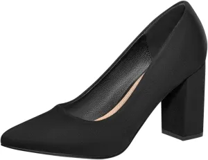 Women's Pumps Chunky Dress Shoes Pointed Toe Suede Loafer High Heels Work Loafers Basic Closed Toe Heels