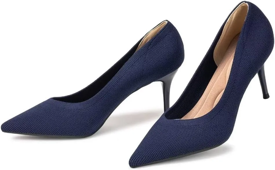 Women's Pumps Pointed Toe Kitten Heel Slip On Dressy Casual Shoes