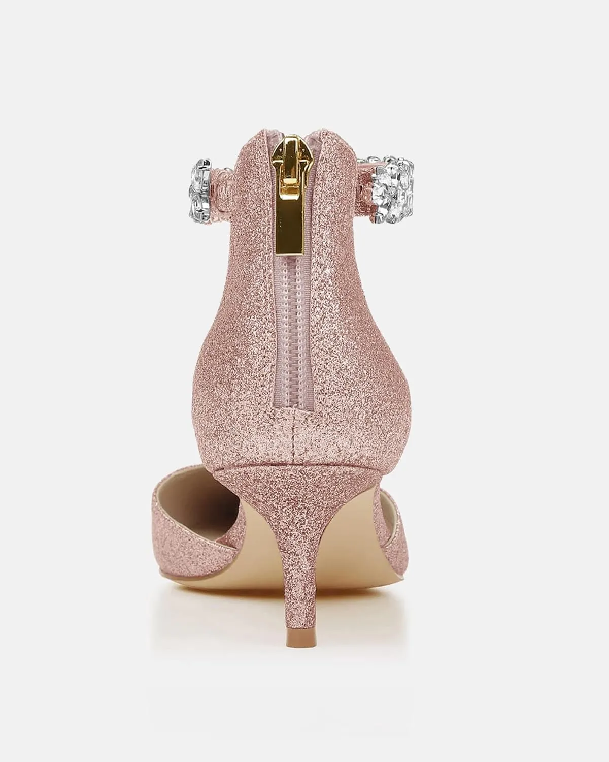Women's Wedding Rhinestones Low Kitten Heels Pumps Pointed Toe Dress Evening Shoes for Women Bridal Bride