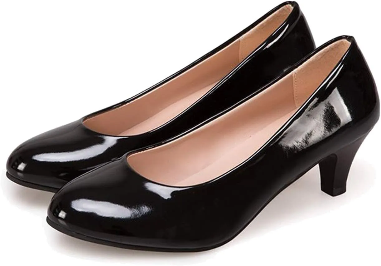 WUIWUIYU Womens Office Kitten Heels Pumps Slip On Evening Dress Work Cute Sexy Pump Shoes