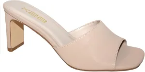X2B Womens Chunky Heel Sandals Open Square Toe Mule Heel Sandal Slip On High Heels Shoes