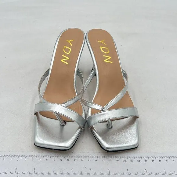 YDN Women's Square Open Toe Sandal Slides Kitten Heel Slip on Flip Flops Stilett