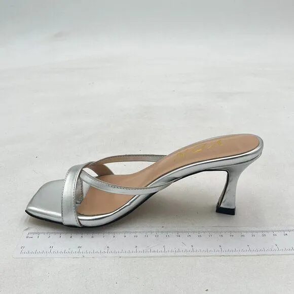 YDN Women's Square Open Toe Sandal Slides Kitten Heel Slip on Flip Flops Stilett