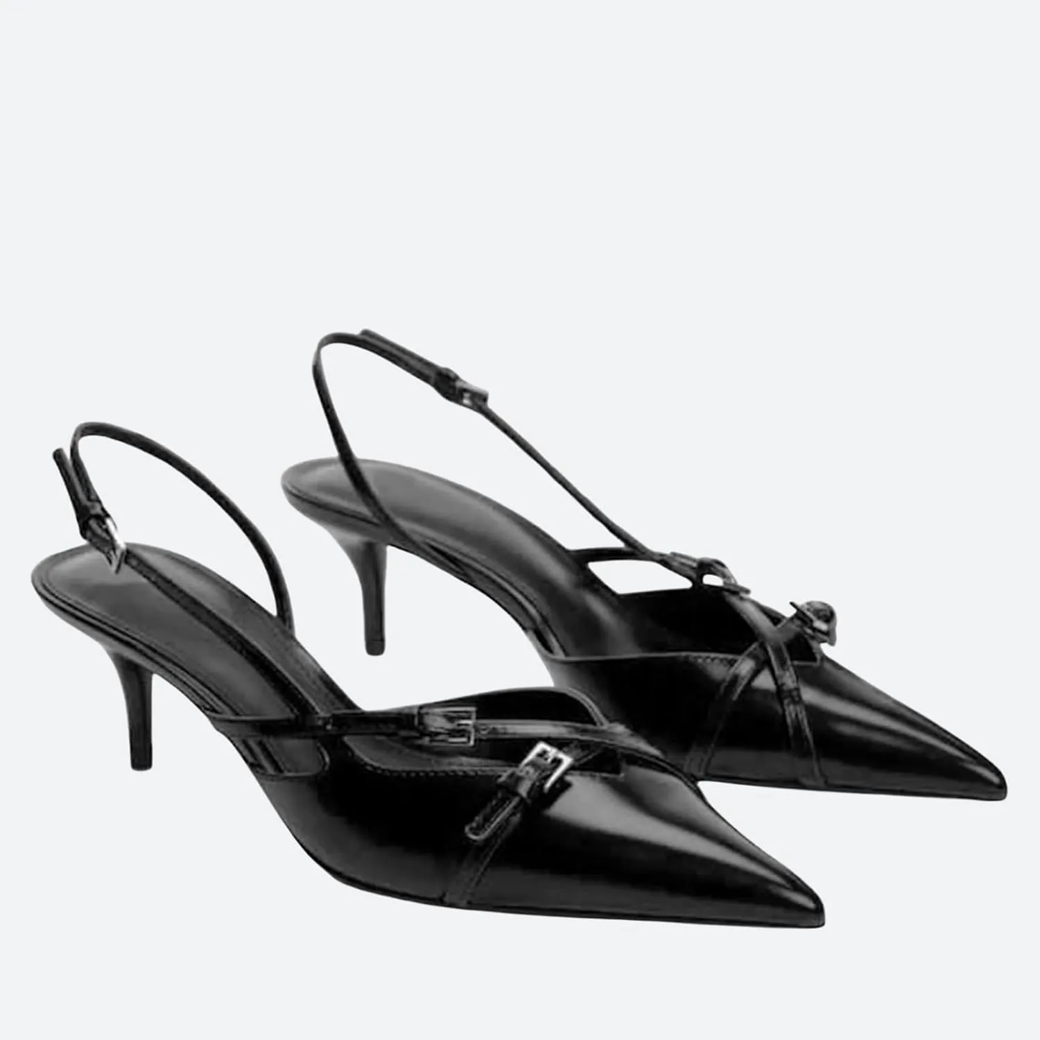 Yishaweiqi Slingback Kitten Heels for Women Buckle Strap Pointed Toe Dress Pumps Shoes Slip On Heeled Sandals