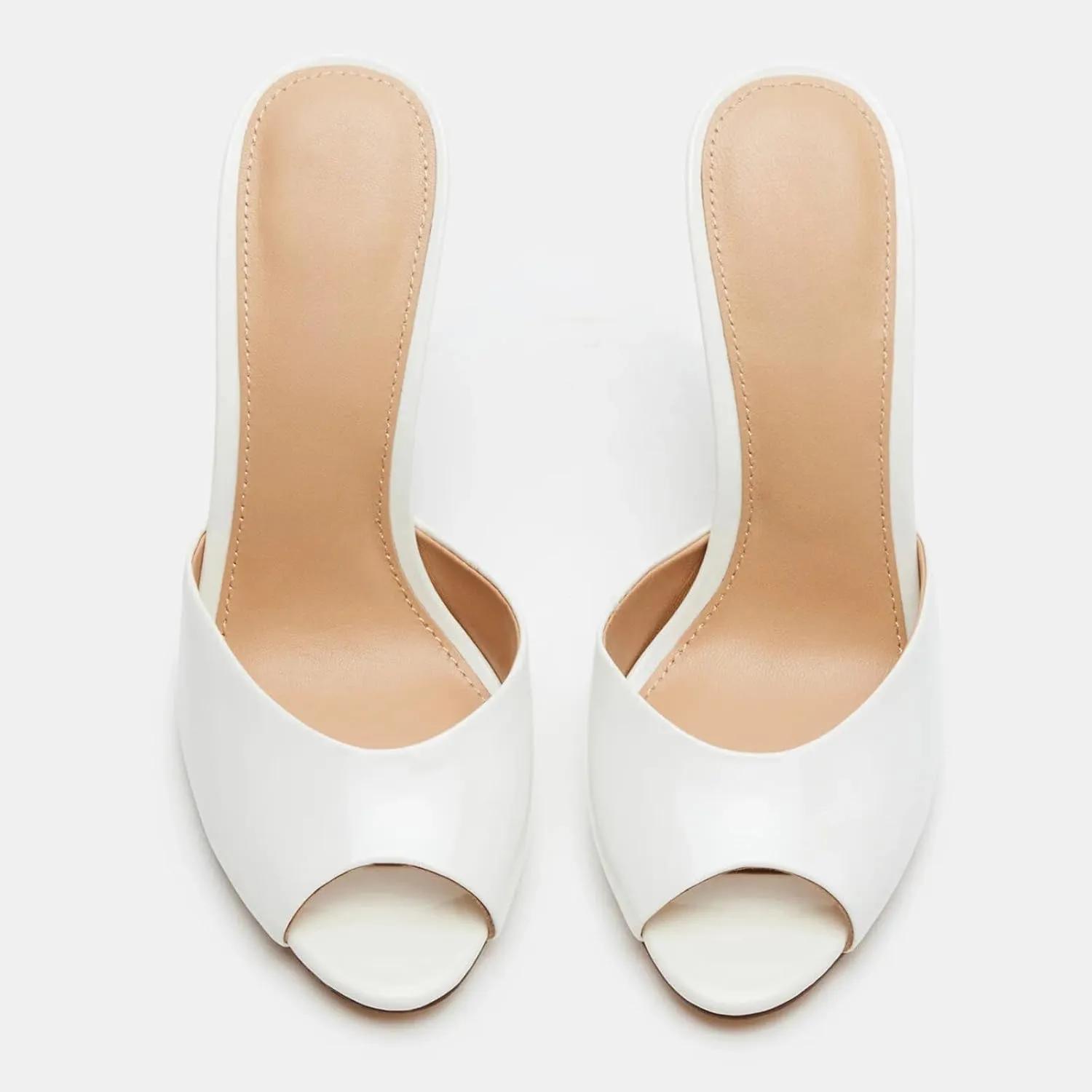 Yishaweiqi Women's Mesh Heeled Sandals Peep Toe Mules Slip on Stiletto High Heels Dress Sexy Slide Sandals