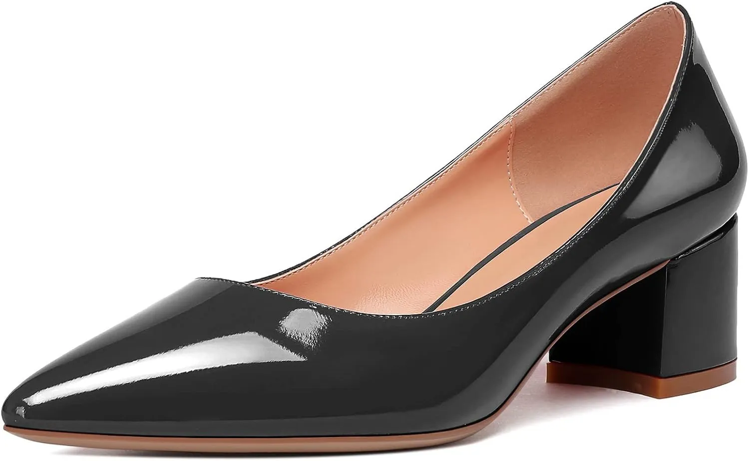 YODEKS Women's Closed-Pointed Toe Mid Block Heels Classic Pumps for Dating