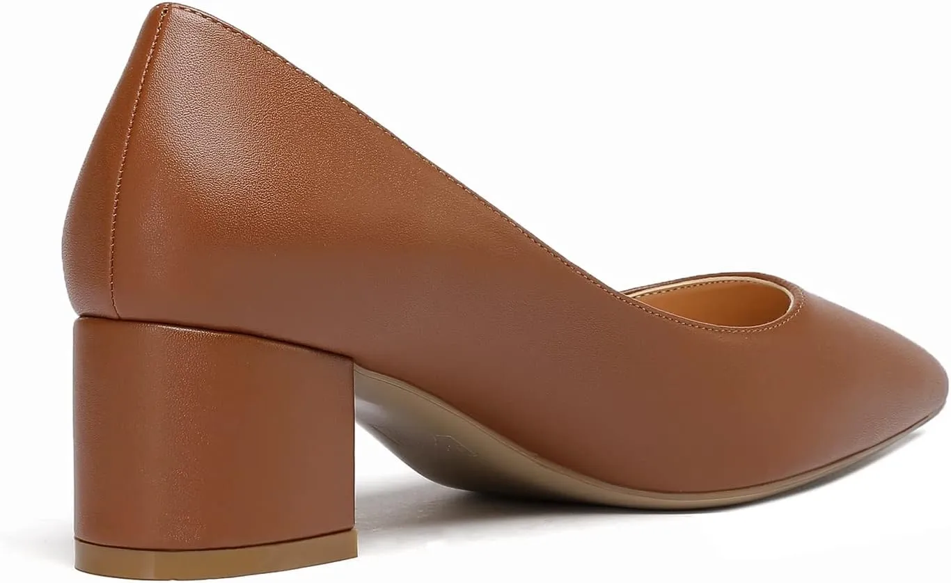 YODEKS Women's Closed-Pointed Toe Mid Block Heels Classic Pumps for Dating