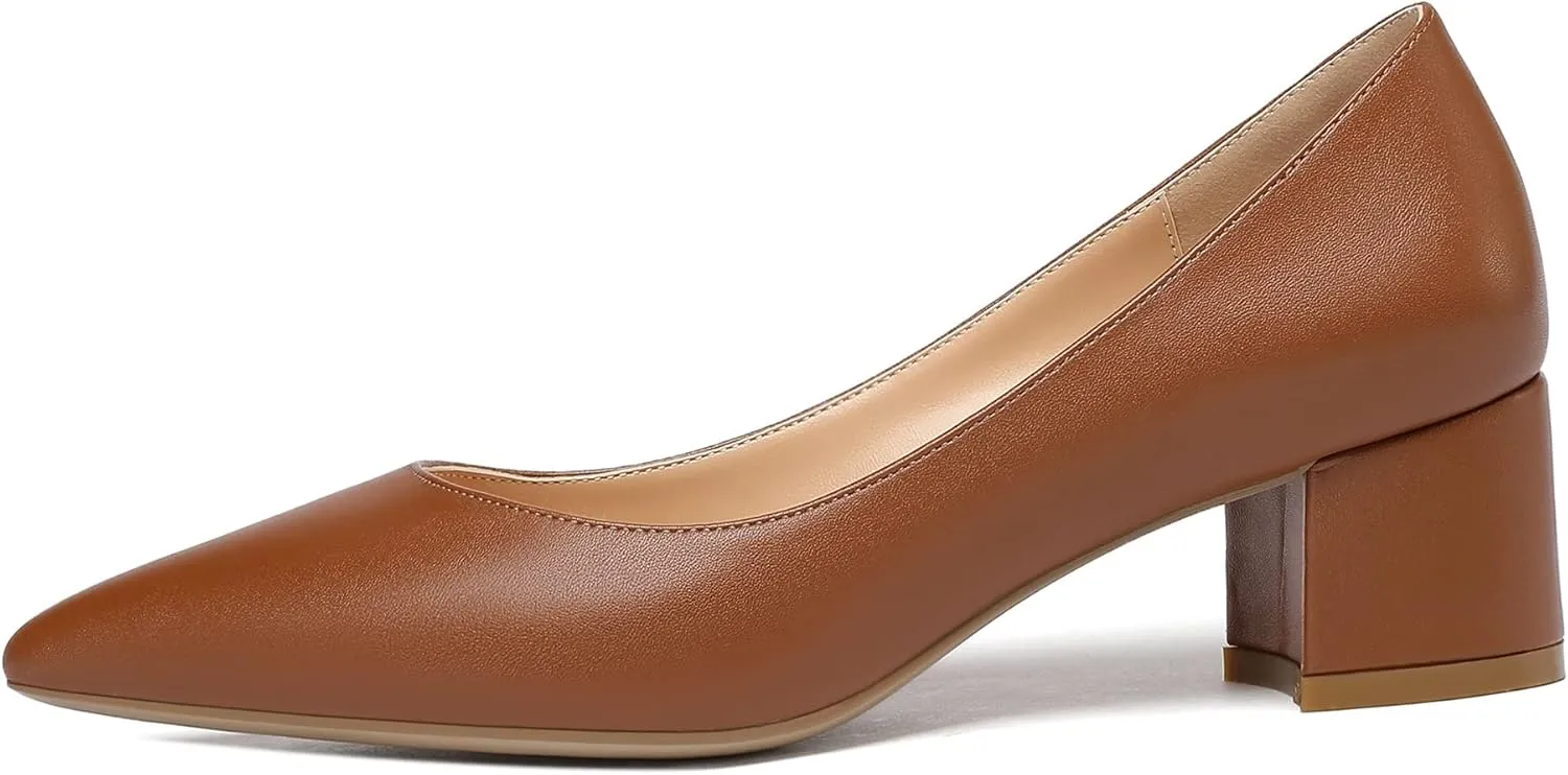 YODEKS Women's Closed-Pointed Toe Mid Block Heels Classic Pumps for Dating