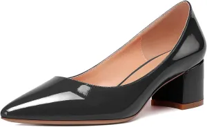 YODEKS Women's Closed-Pointed Toe Mid Block Heels Classic Pumps for Dating