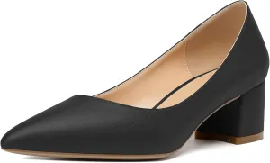 YODEKS Women's Closed-Pointed Toe Mid Block Heels Classic Pumps for Dating