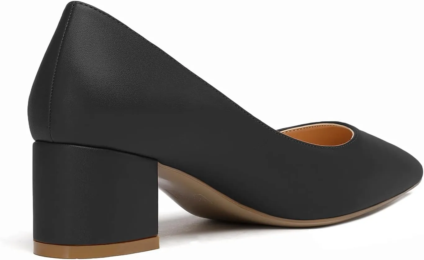 YODEKS Women's Closed-Pointed Toe Mid Block Heels Classic Pumps for Dating