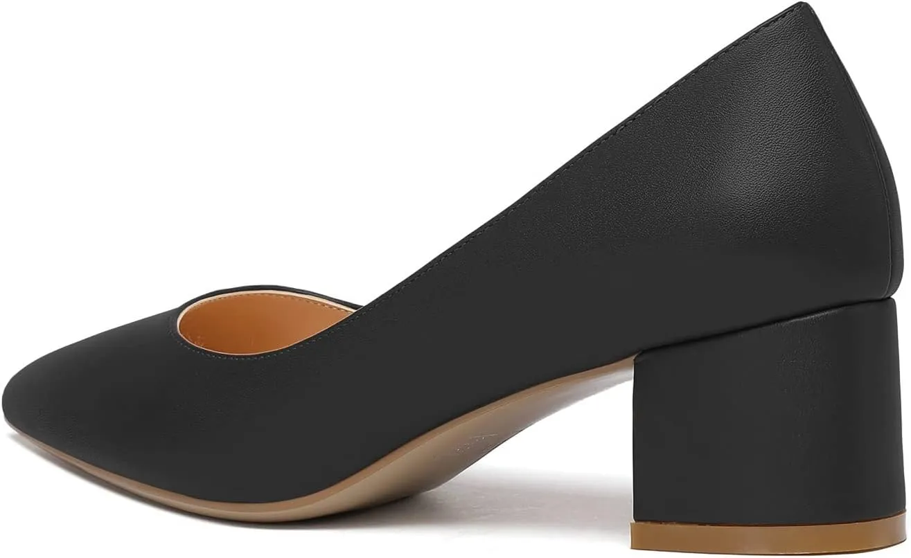 YODEKS Women's Closed-Pointed Toe Mid Block Heels Classic Pumps for Dating