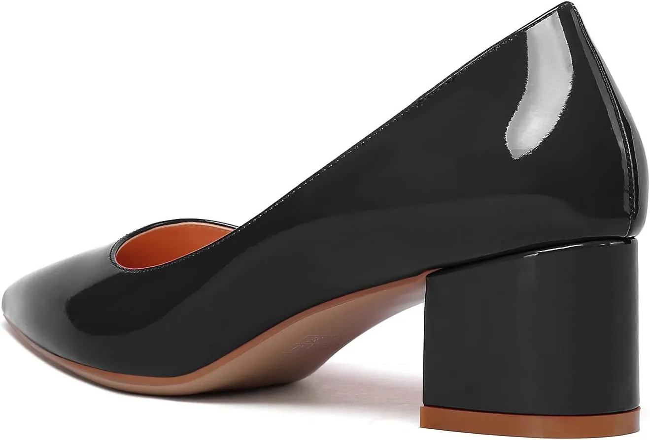 YODEKS Women's Closed-Pointed Toe Mid Block Heels Classic Pumps for Dating