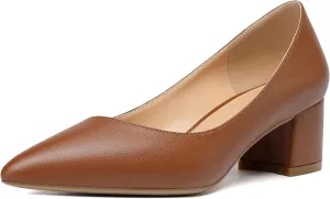 YODEKS Women's Closed-Pointed Toe Mid Block Heels Classic Pumps for Dating