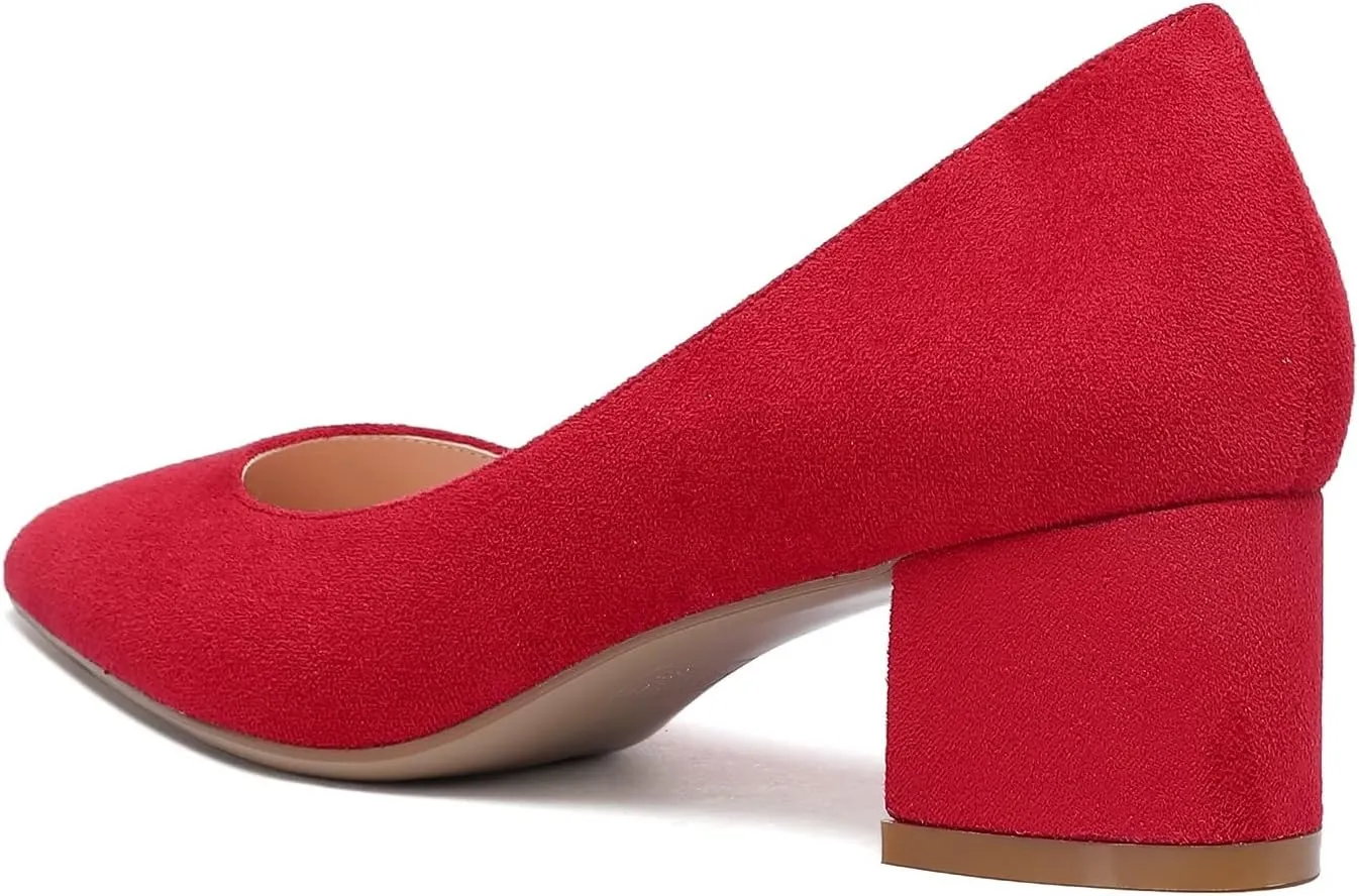 YODEKS Women's Closed-Pointed Toe Mid Block Heels Classic Pumps for Dating