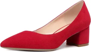 YODEKS Women's Closed-Pointed Toe Mid Block Heels Classic Pumps for Dating