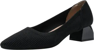 youngshow Women's Pumps Kitten Heels Pointed Toe Knit Slip On Comfortable Casual Formal Dress Shoes