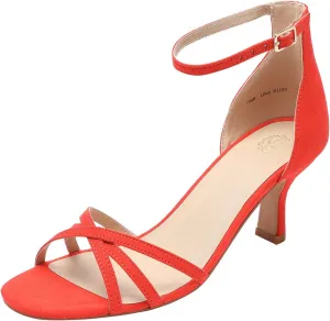 YZ Women's Low Kitten Stilettos Open Toe Pump Heel Sandals with Ankle Strap