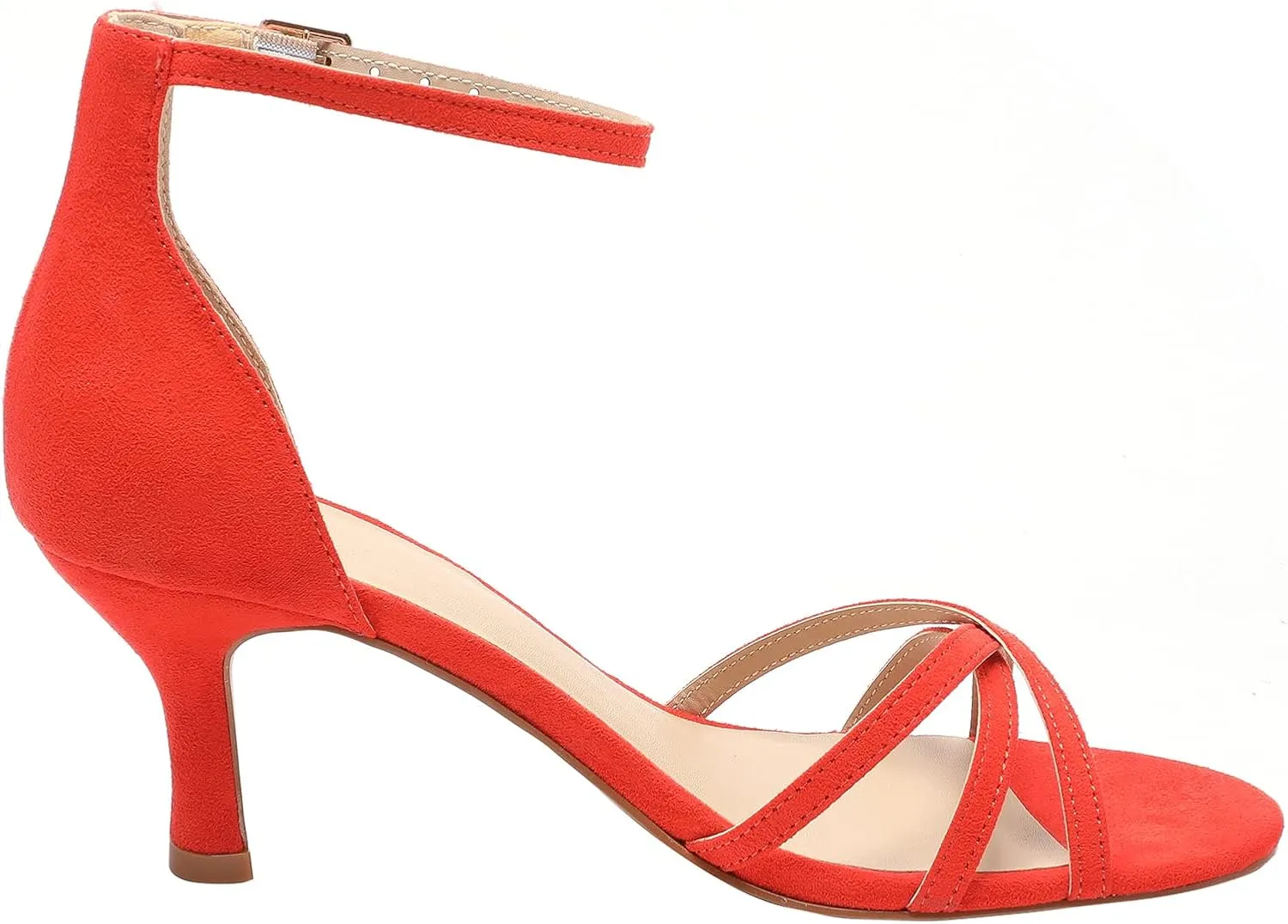 YZ Women's Low Kitten Stilettos Open Toe Pump Heel Sandals with Ankle Strap